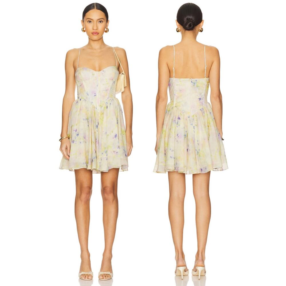 Bardot Ashta Corset Mini Dress Party Garden Hoco Floral Cocktail Formal L